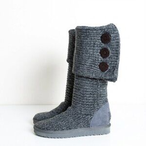 UGG Cardy Boots Gray Knit Tall Cozy Warm